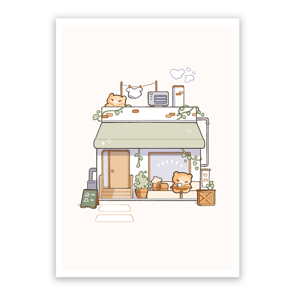 Bear Coffee Shop Art Print