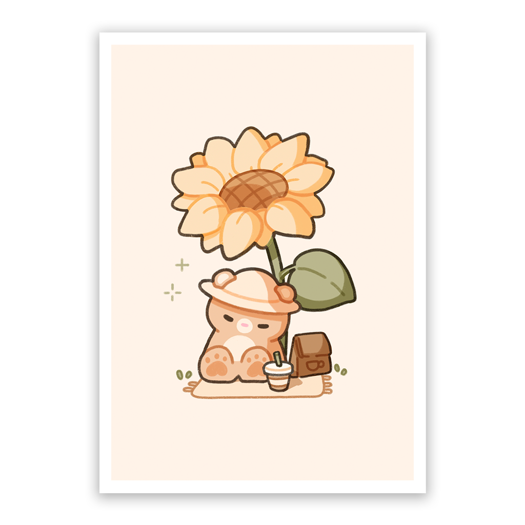 Sunflower Bear Art Print