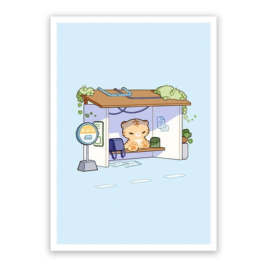 Tiger Bus Stop Art Print